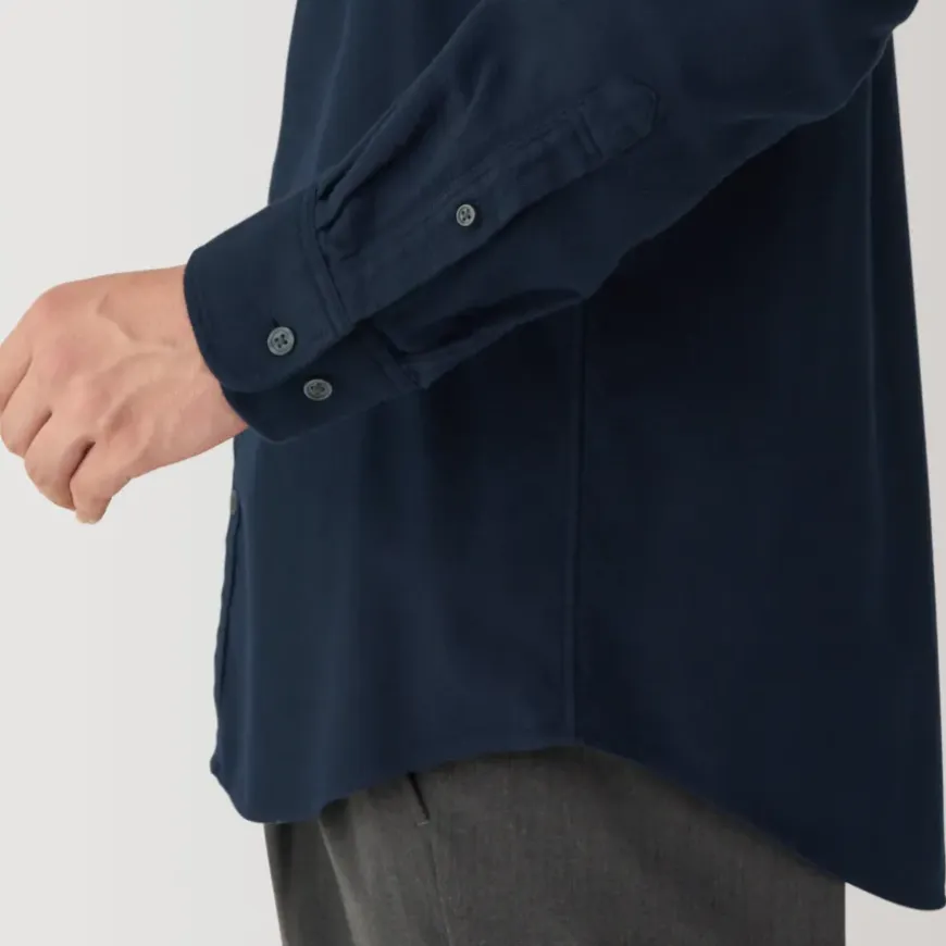 Men's Flannel Stand Collar Long Sleeve Shirt