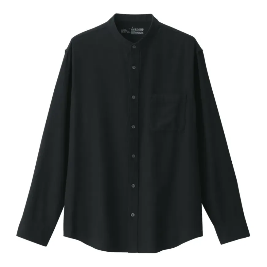 Men's Flannel Stand Collar Long Sleeve Shirt