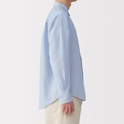 Men's Hemp Cotton Stand Collar Striped Shirt