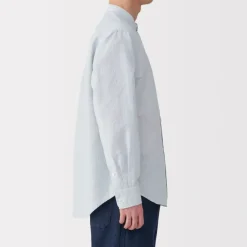Men's Hemp Cotton Stand Collar Striped Shirt