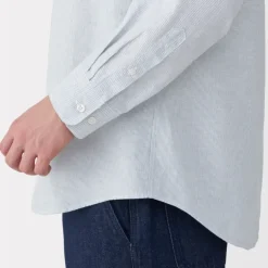 Men's Hemp Cotton Stand Collar Striped Shirt