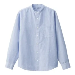 Men's Hemp Cotton Stand Collar Striped Shirt