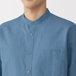Men's Hemp Cotton Stand Collar Shirt