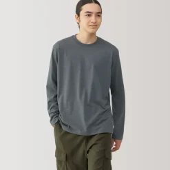 Men's Jersey Crew Neck Long Sleeve Striped T-Shirt
