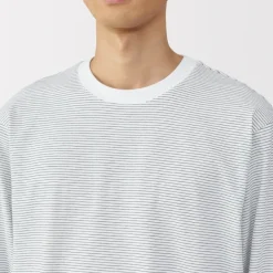 Men's Jersey Crew Neck Long Sleeve Striped T-Shirt