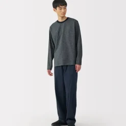 Men's Jersey Crew Neck Long Sleeve Striped T-Shirt