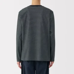 Men's Jersey Crew Neck Long Sleeve Striped T-Shirt