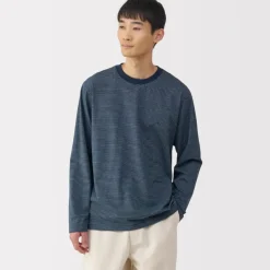 Men's Jersey Crew Neck Long Sleeve Striped T-Shirt