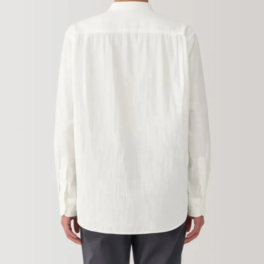 Men's Kapok Blend Double Gauze Stand Collar Long Sleeve Shirt