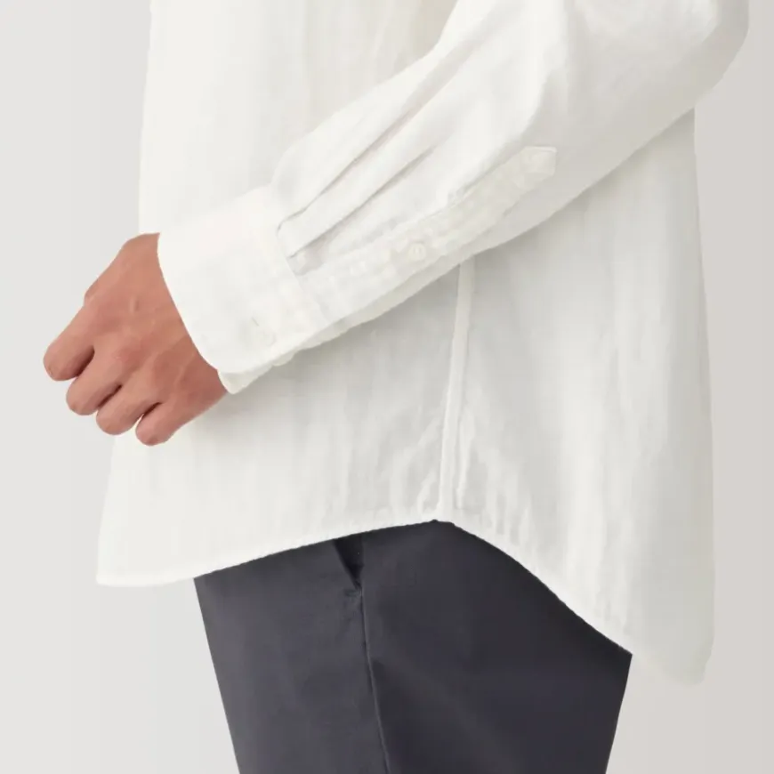 Men's Kapok Blend Double Gauze Stand Collar Long Sleeve Shirt