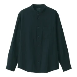 Men's Kapok Blend Double Gauze Stand Collar Long Sleeve Shirt