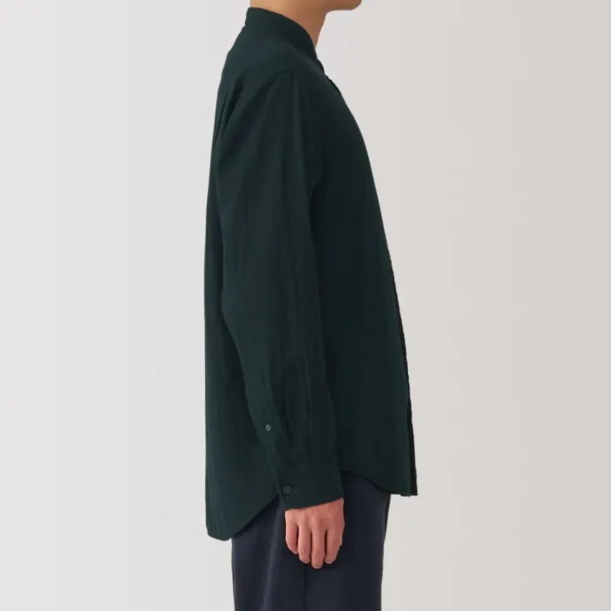 Men's Kapok Blend Double Gauze Stand Collar Long Sleeve Shirt