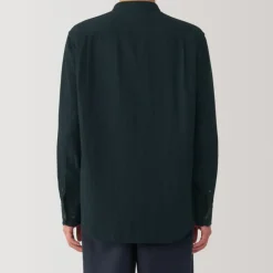 Men's Kapok Blend Double Gauze Stand Collar Long Sleeve Shirt