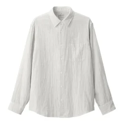 Men's Kapok Blend Double Gauze Long Sleeve Striped Shirt