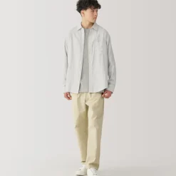 Men's Kapok Blend Double Gauze Long Sleeve Striped Shirt