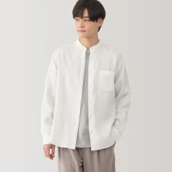Men's Linen Stand Collar Shirt
