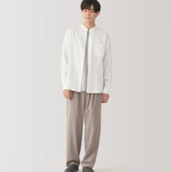 Men's Linen Stand Collar Shirt