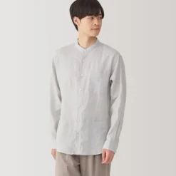 Men's Linen Stand Collar Shirt