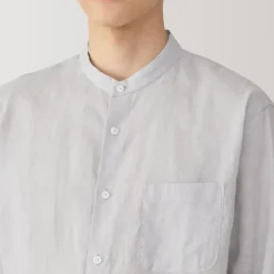 Men's Linen Stand Collar Shirt