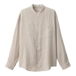 Men's Linen Stand Collar Shirt