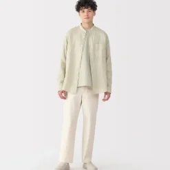 Men's Linen Stand Collar Shirt