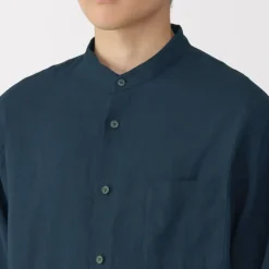 Men's Linen Stand Collar Shirt