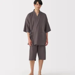 Men's Lyocell Blend Waffle Weave Jinbei Loungewear Set