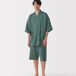 Men's Lyocell Blend Waffle Weave Jinbei Loungewear Set