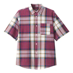 Men's Madras Check Button Down Short Sleeve Shirt