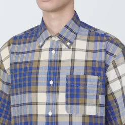 Men's Madras Check Button Down Short Sleeve Shirt