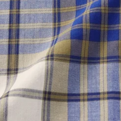 Men's Madras Check Button Down Short Sleeve Shirt
