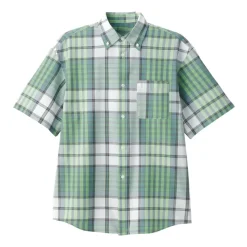 Men's Madras Check Button Down Short Sleeve Shirt