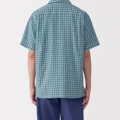Men's Madras Check Open Collar Short Sleeve Shirt