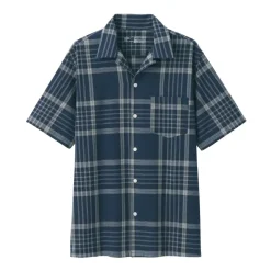 Men's Madras Check Open Collar Short Sleeve Shirt