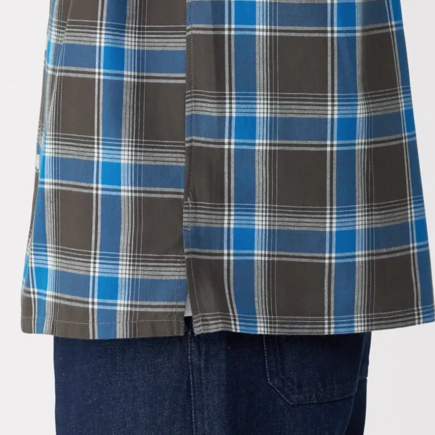Men's Madras Check Open Collar Short Sleeve Shirt