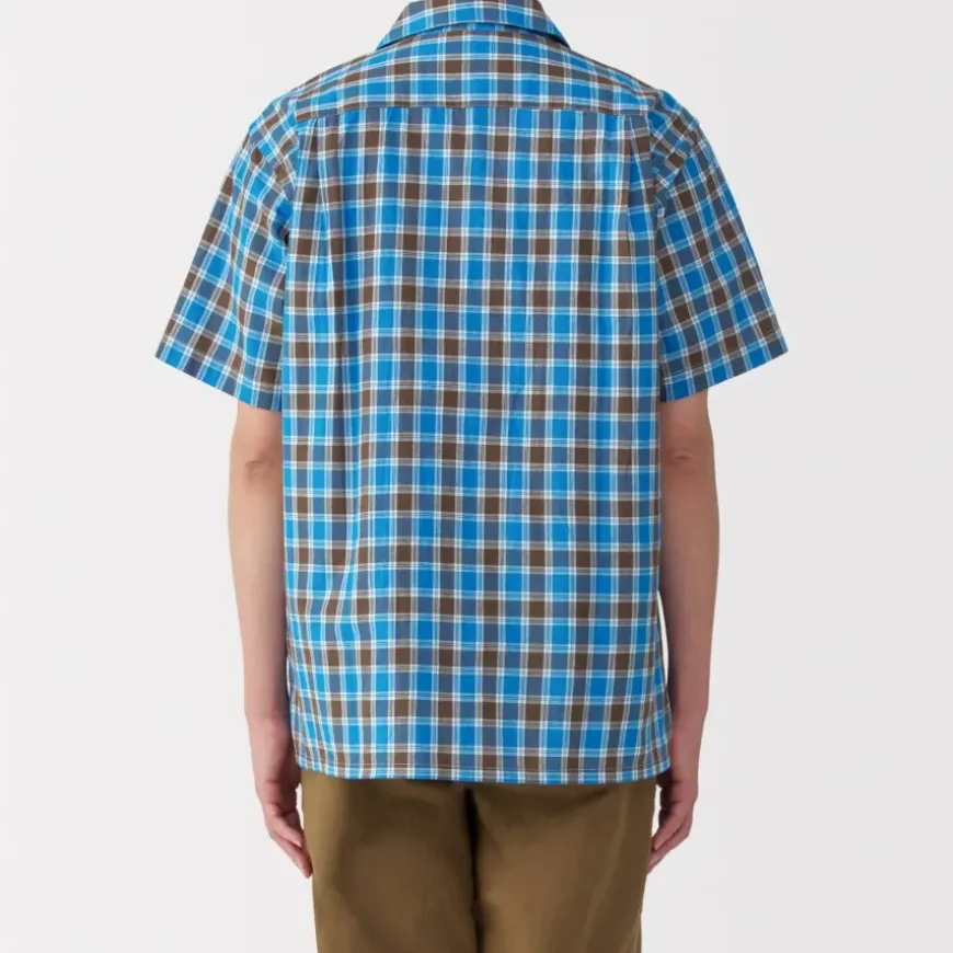 Men's Madras Check Open Collar Short Sleeve Shirt