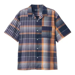 Men's Madras Check Open Collar Short Sleeve Shirt