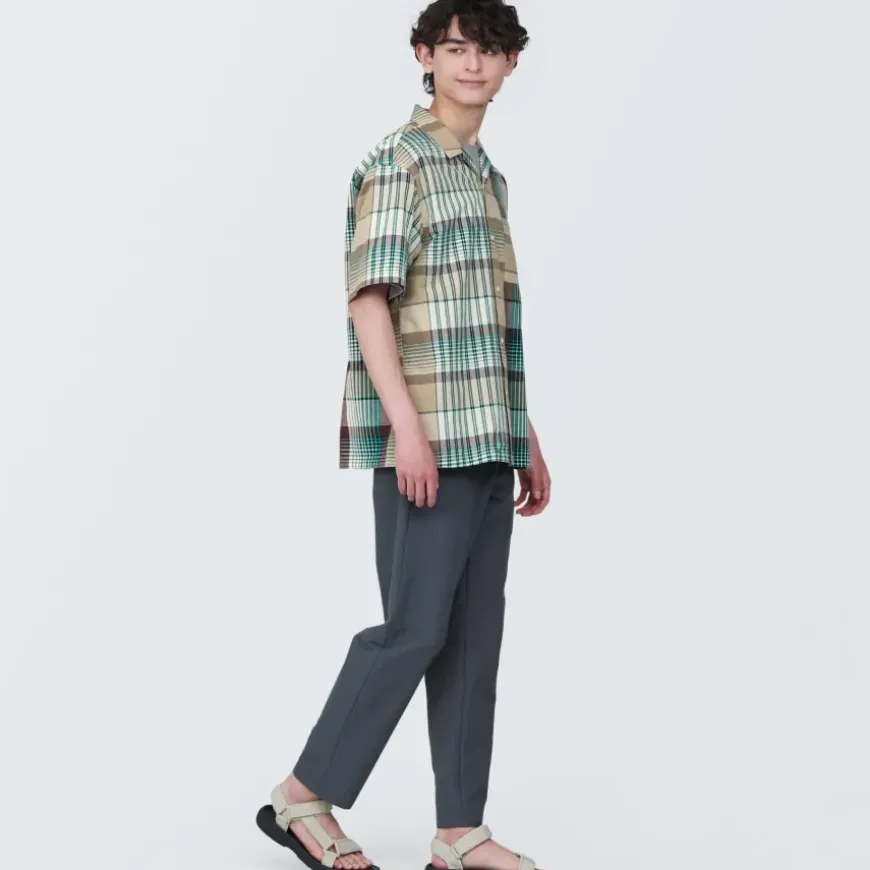 Men's Madras Check Open Collar Short Sleeve Shirt