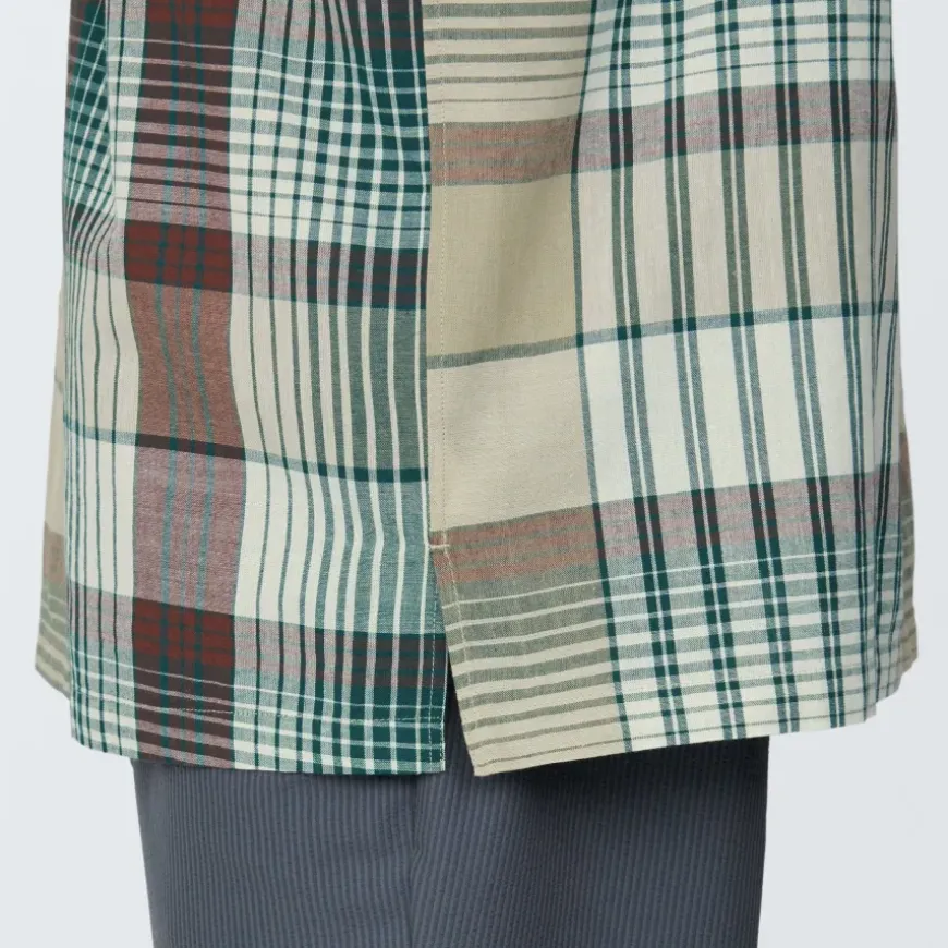 Men's Madras Check Open Collar Short Sleeve Shirt