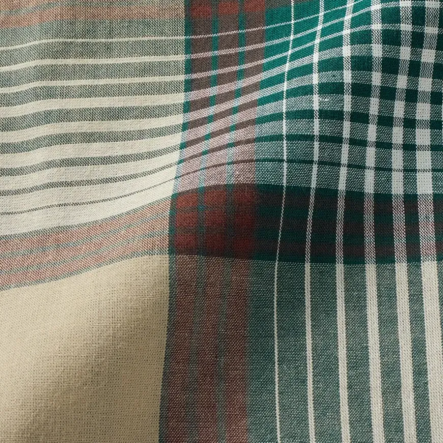 Men's Madras Check Open Collar Short Sleeve Shirt