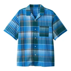 Men's Madras Check Open Collar Short Sleeve Shirt