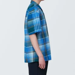 Men's Madras Check Open Collar Short Sleeve Shirt