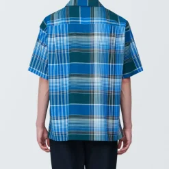 Men's Madras Check Open Collar Short Sleeve Shirt