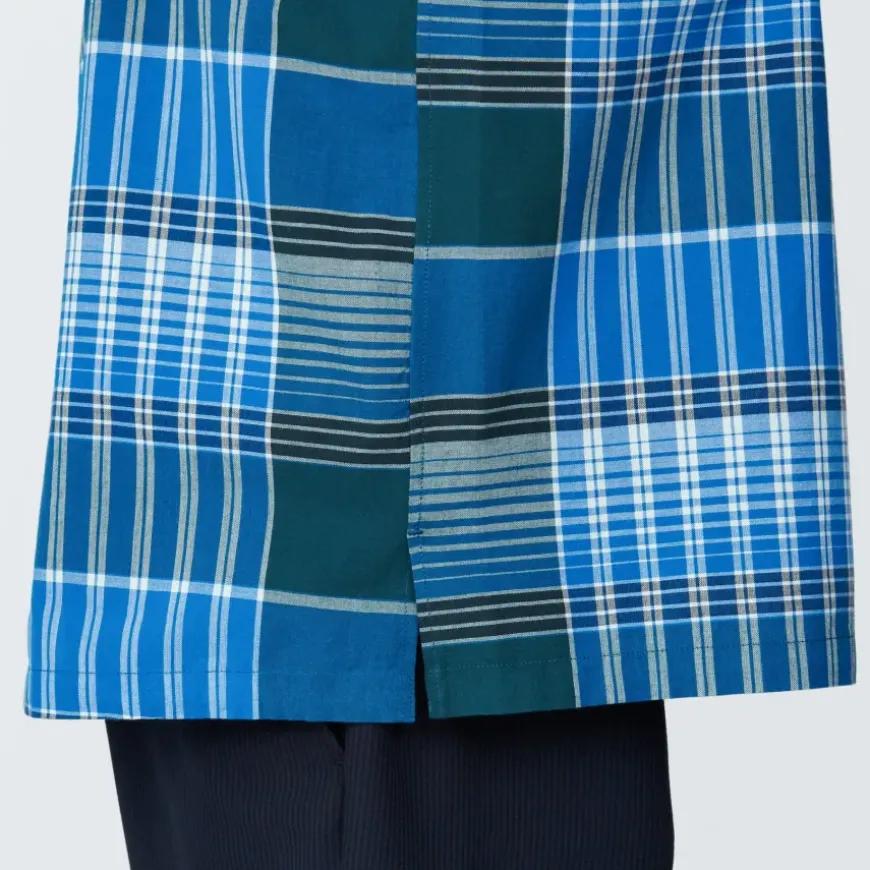 Men's Madras Check Open Collar Short Sleeve Shirt