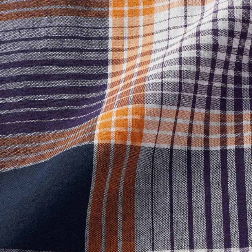 Men's Madras Check Open Collar Short Sleeve Shirt