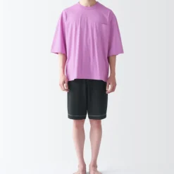 Men's Moisture-Wicking Cotton Short Sleeve Loungewear Set
