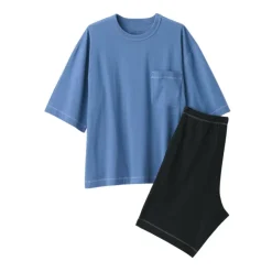 Men's Moisture-Wicking Cotton Short Sleeve Loungewear Set