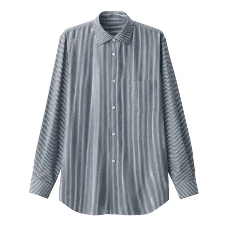 Men's Non-Iron Semi Wide Collar Striped Shirt