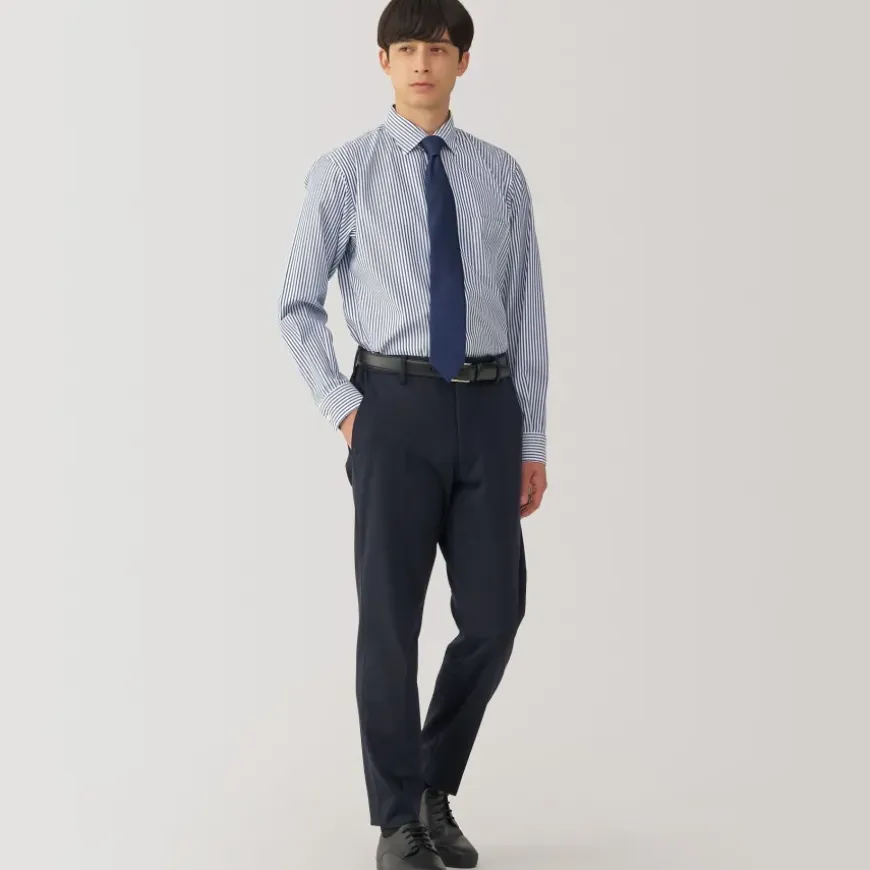 Men's Non-Iron Semi Wide Collar Striped Shirt