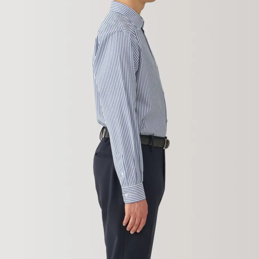 Men's Non-Iron Semi Wide Collar Striped Shirt